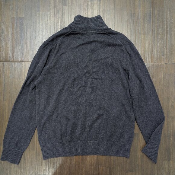 Banana Republic | Men's Large Dark Grey Sweater with Buttoned High Collar - Picture 4 of 6